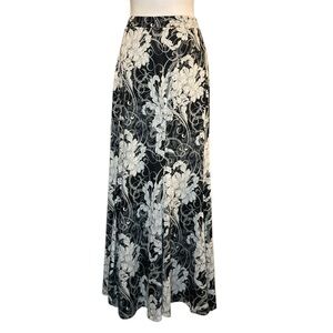 Cato Black and White Floral A-Line Skirt